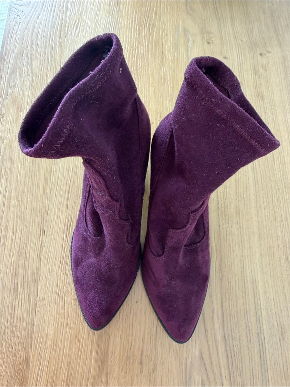 Dolce Vita Plum Suede Pointed Ankle Boots